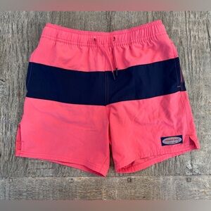 Vineyard Vines Coral and Navy Swim Trunks - Boys Medium